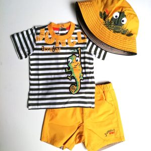 Completo CHICCO estivo per neonato con t-shirt GECO e calzoncino reversibile