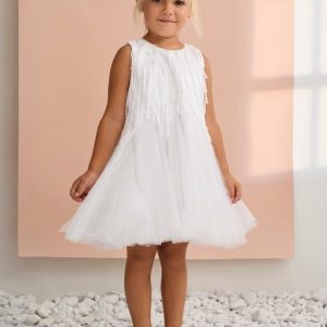 Abito cerimonia ABELandLULA, color bianco, molto ampio e con frange