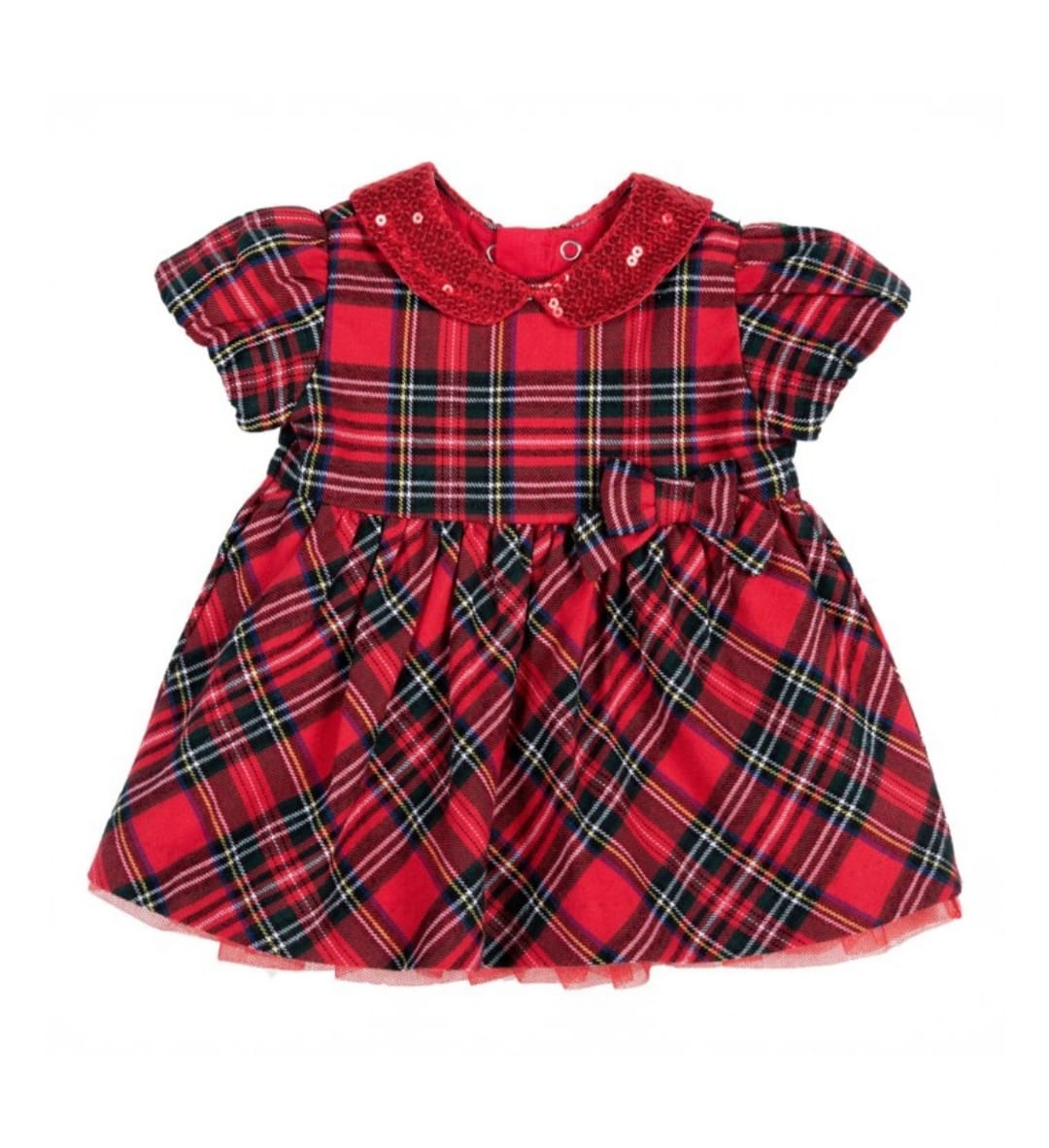 Abito vestito Natale CHICCO neonata e bambina color rosso e scozzese in mezza manica - immagine 2