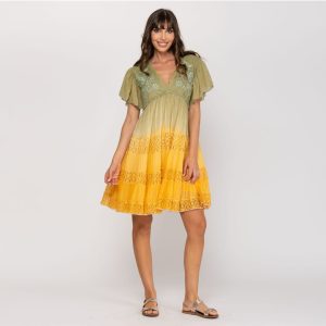 Abito donna PEACE AND LOVE, modello ampio con scollo a V e fantasia sfumata