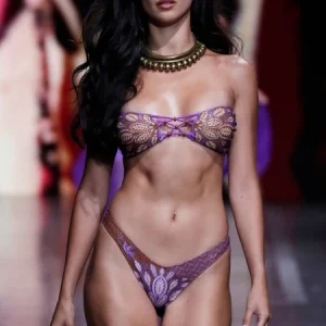 BIKINI FASCIA IMBOTTITA E Slip sgambato, copertura ridotta CON PERLE STAMPA BEAUTIFUL TREE Pin-Up Stars