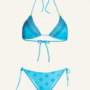 BIKINI TRIANGOLO IMBOTTITO SLIP BRASILIANA RICAMO PASSAMANERIA POIS POISSON D'AMOUR