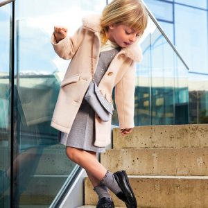 Cappotto invernale IDO per bambina color panna con collo in pelliccetta