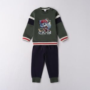 Completo tuta IDO invernale color verde bosco con volpe centrale + pantalone tuta blu