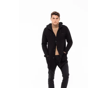 Gold Rush Uomo Cappotto In Maglia Okla Coat Black