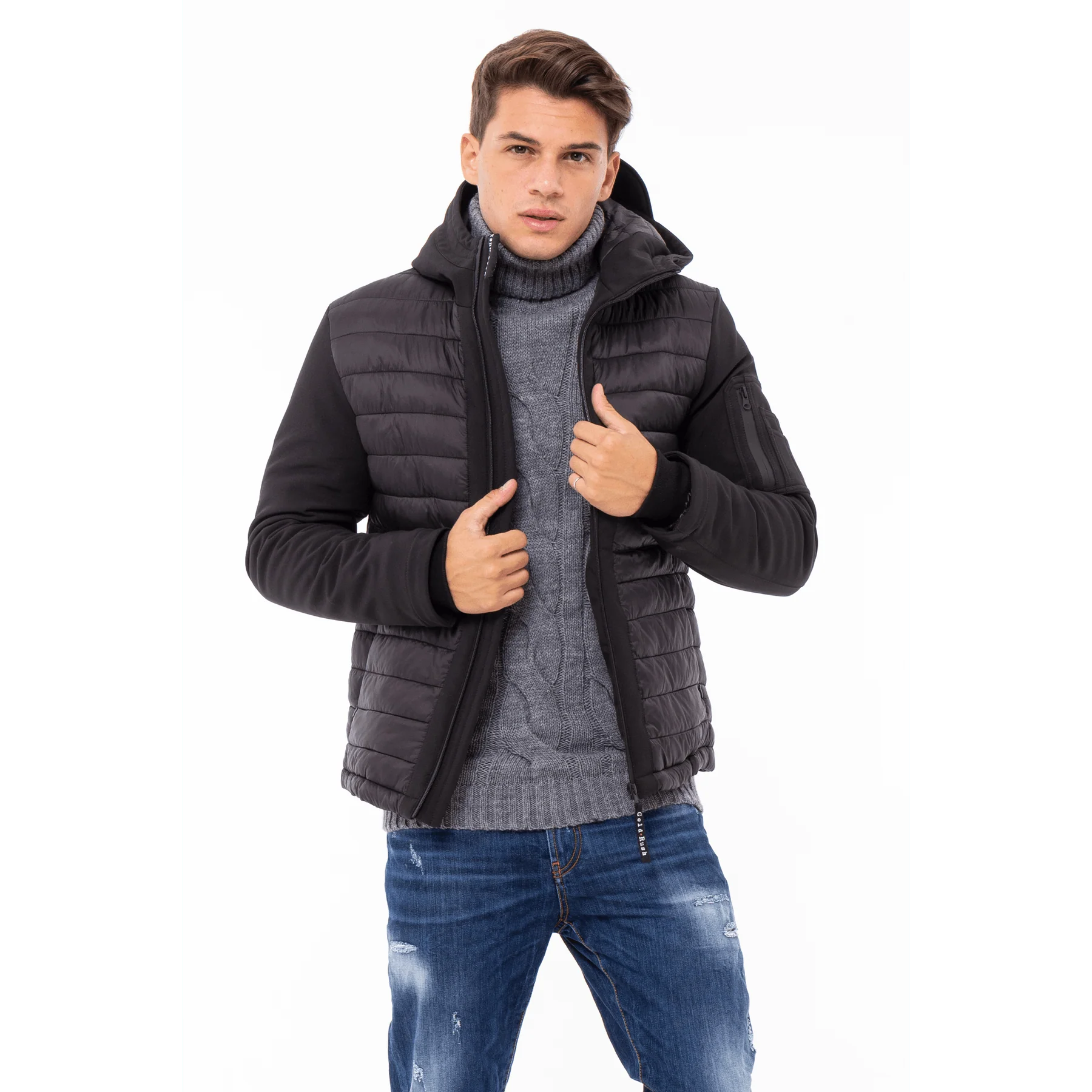 Gold Rush Uomo Giubbino Gore Imbottito Con Cappuccio Hooded Winter Jacket