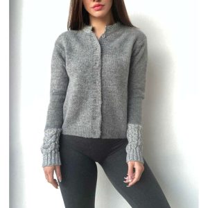 Hanny Deep Donna Cardigan Manica Lunga Jacket Glitter Grey