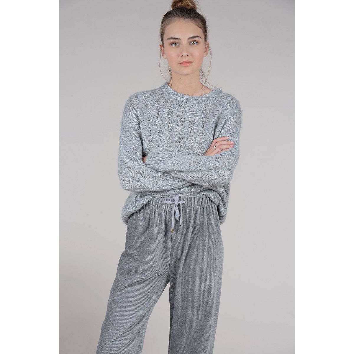 Molly Bracken Donna Maglia Intrecciata Jersey Girocollo Manica Lunga Blue Ice - immagine 2