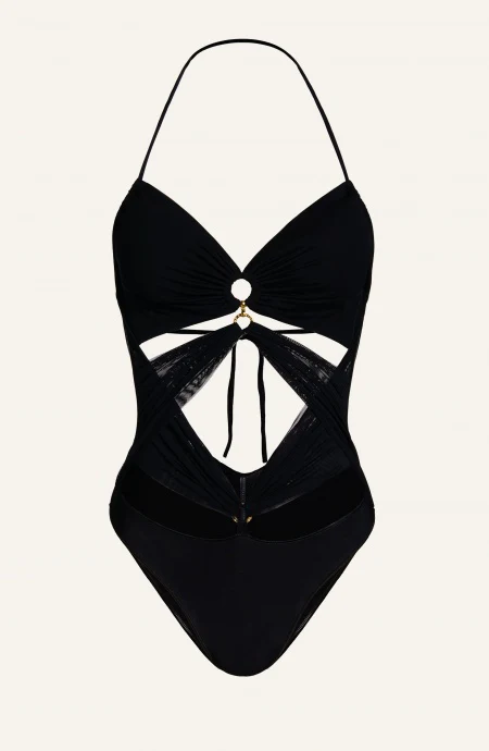 COSTUME INTERO NERO INCROCIATO TULLE E LYCRA Pin-Up Stars - immagine 2