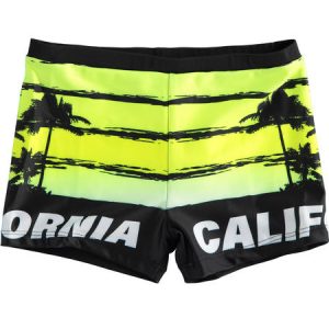 Pantaloncino boxer mare IDO color giallo fluo con stampe nere