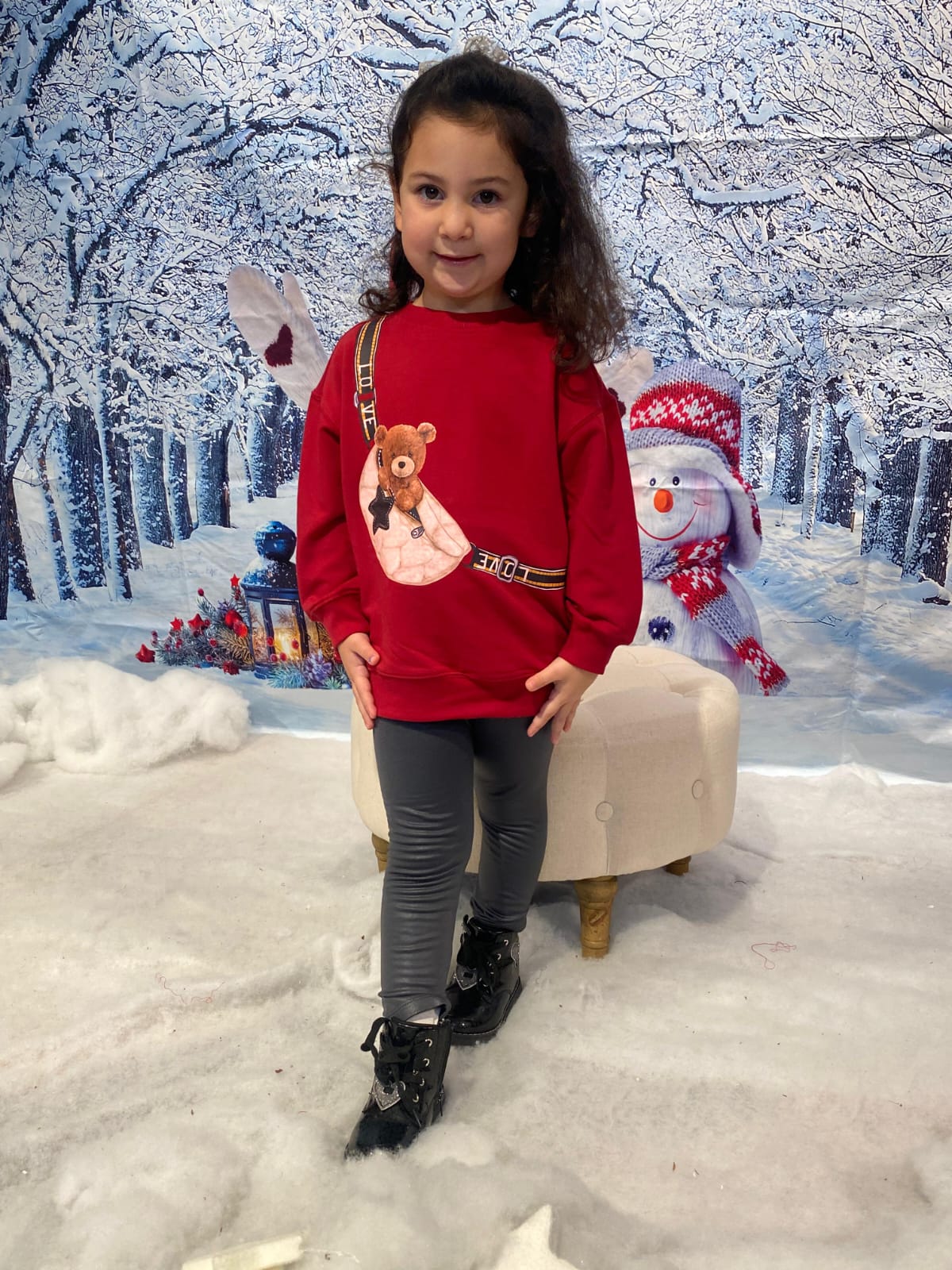 Completo 2 pezzi MAYORAL invernale con miniabito con orsetto e legging in ecopelle - immagine 3