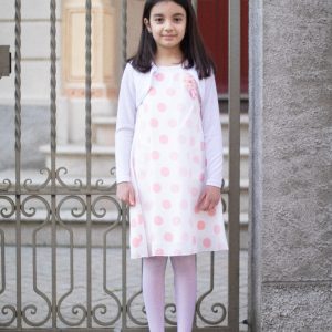 Abito MARTA MARZOTTO estivo per ragazza bianco con pois salmone