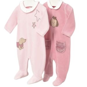 Set tutine MAYORAL, manica lunga in morbida ciniglia, modello con colletto, color rosa con cagnoline