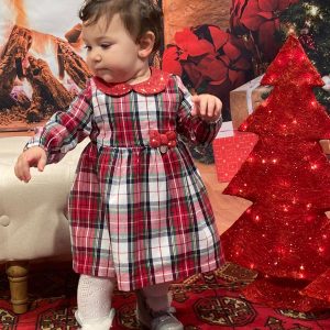 Abito vestito Natale CHICCO  neonata e bambina color rosso e scozzese
