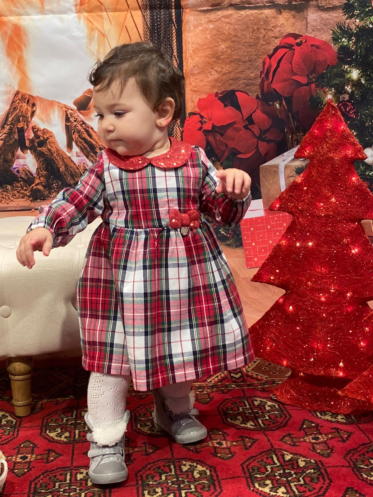 Abito vestito Natale CHICCO neonata e bambina color rosso e scozzese - immagine 2