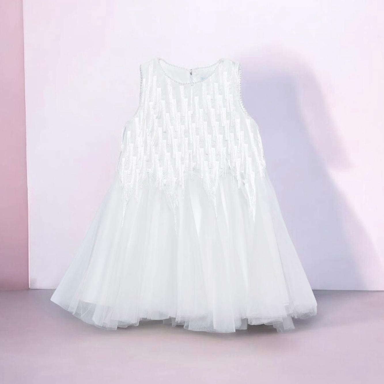 Abito cerimonia ABELandLULA, color bianco, molto ampio e con frange - immagine 5