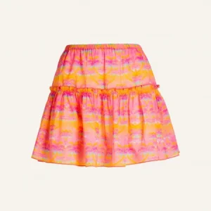 Gonna Corta In Cotone Stampa Palmié Poisson D'Amour