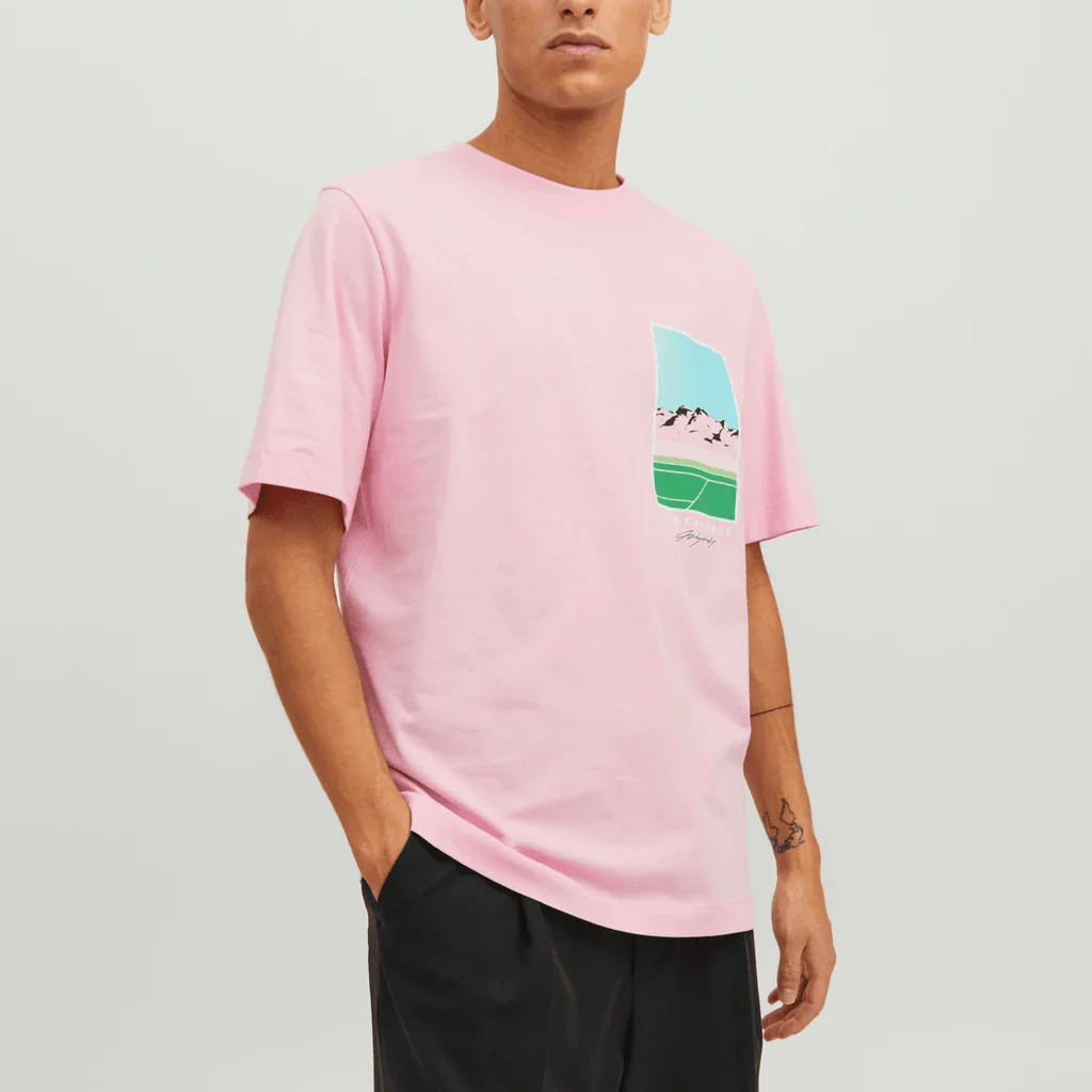 Jack & Jones Uomo T-shirt Tulum Landscape Rosa 12235226