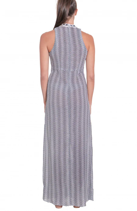 Long Dress Con Spacchi Stampa Patch Pin-Up Stars - immagine 6