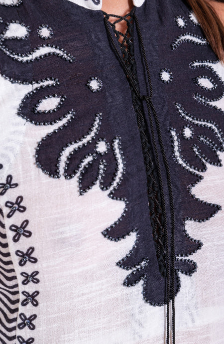 Long Dress Con Spacchi Stampa Patch Pin-Up Stars - immagine 4