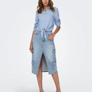 Only donna gonna Posey midi cargo 15309984 denim chiaro