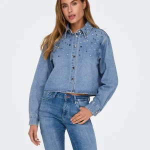 Only donna camicia Maggie Rhinestone 15341749 denim