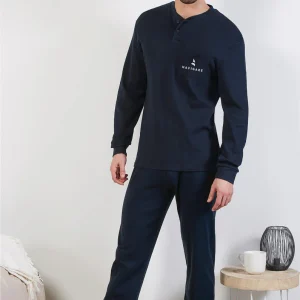 NAVIGARE Pigiama uomo caldo cotone serafino con polsini art. 14589