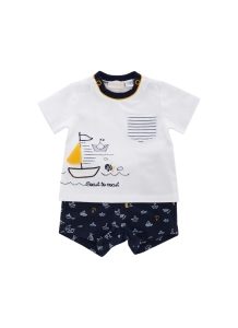 Completo CHICCO con t-shirt bianca e pantalone tema barchette