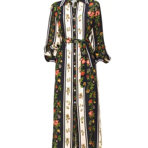 Caftano lungo stampato FIORI CON STRASS viscosa Raffaela D’Angelo