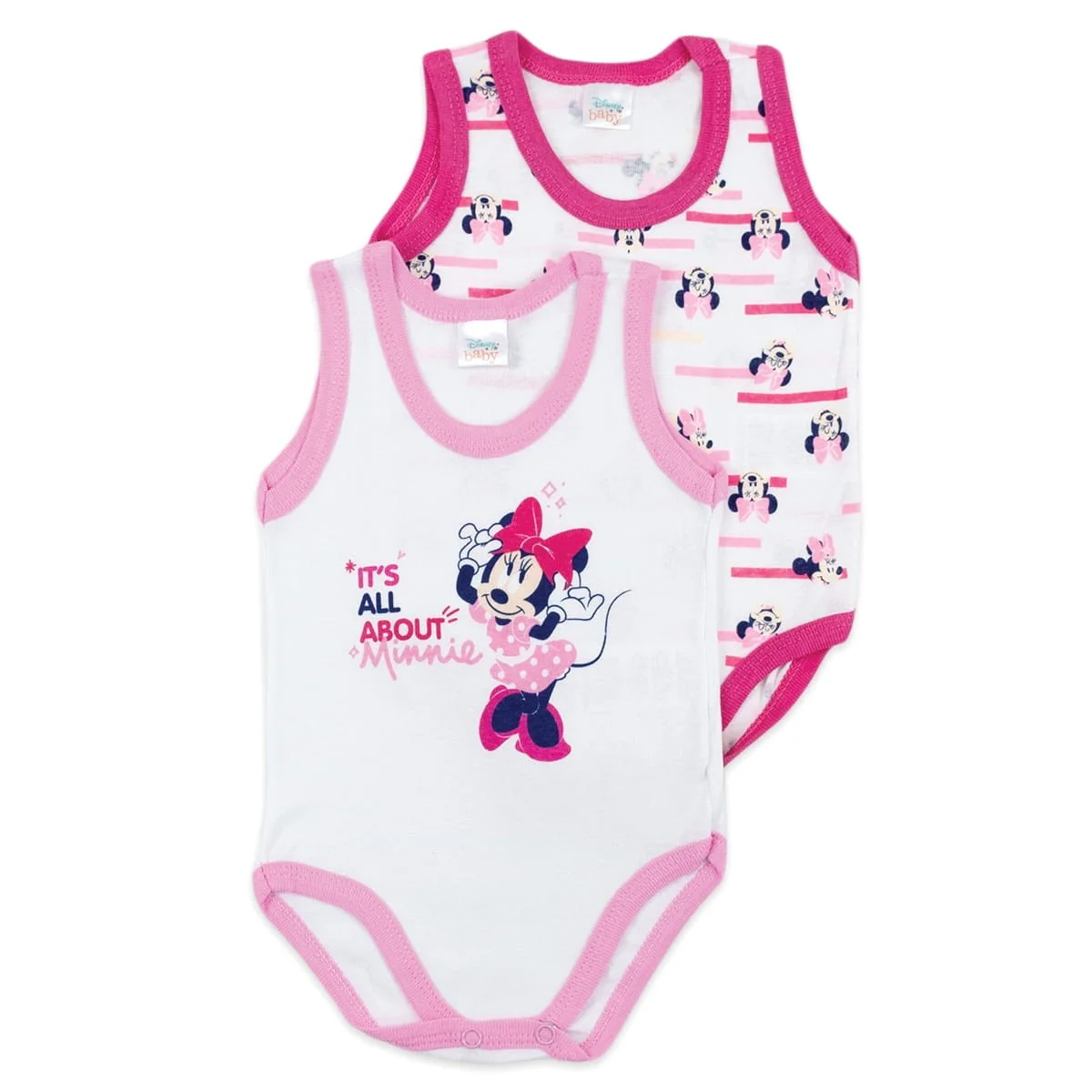 DISNEY 2 Body neonato spalla larga in cotone MICKEY-MINNIE nuova collezione - immagine 2