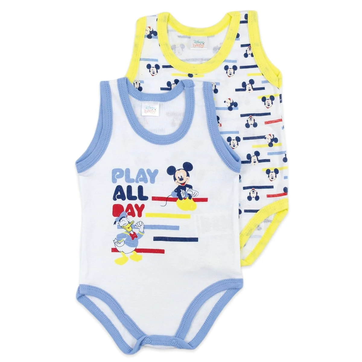 DISNEY 2 Body neonato spalla larga in cotone MICKEY-MINNIE nuova collezione - immagine 3