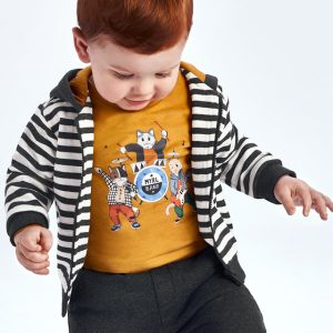 T-shirt MAYORAL per bambino color ocra con stampa band gattini