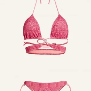 BIKINI TRIANGOLO IMBOTTITO SLIP CULOTTE BRASILIANA STAMPA KOI FISH TESSUTO LYCRA GOFFRATA PIN-UP STARS