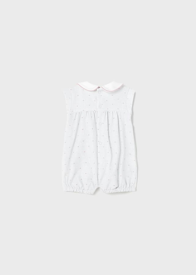 Tutina corta MAYORAL per neonata in cotone color grigio perla cuoricini rosa - immagine 3