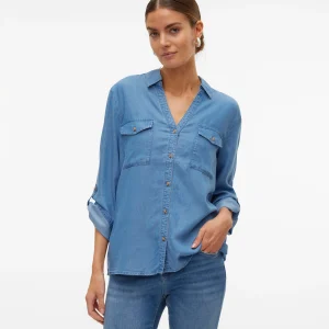 Vero Moda donna camicia Sleeve 10304863 Medium Blue