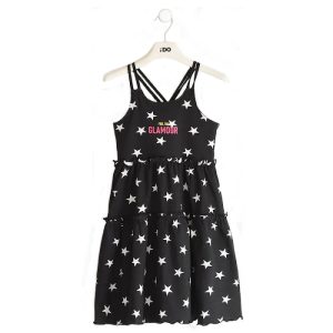 Prendisole IDO ragazza color nero in jersey con stelle bianche