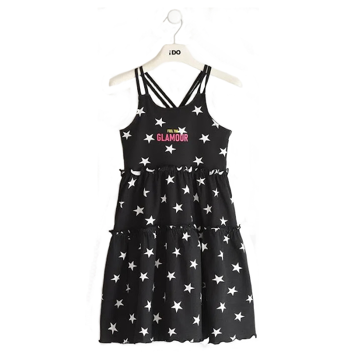 Prendisole IDO ragazza color nero in jersey con stelle bianche