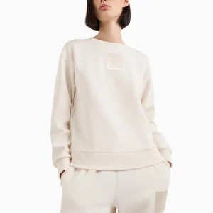 armani exchange donna felpa 6DYM68 YJEGZ 1130 Panna